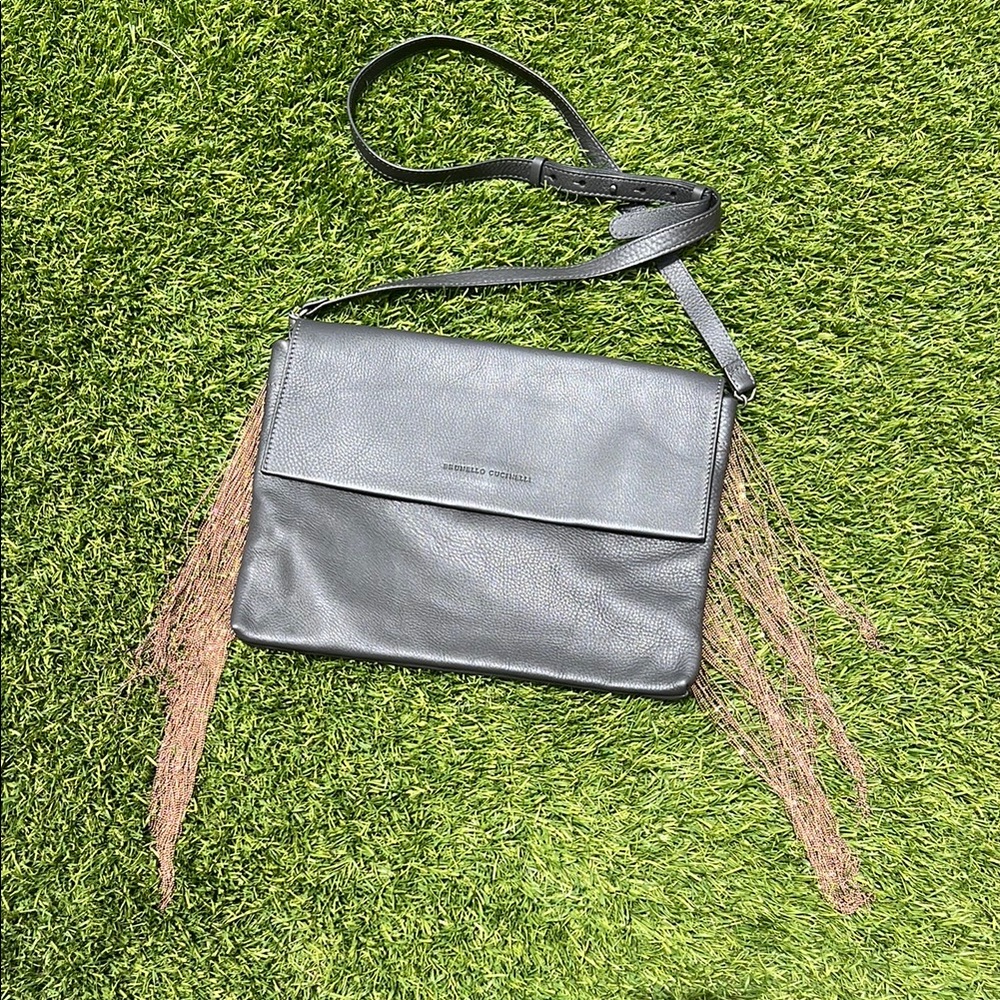 Brunello Cucinelli Black Leather Crossbody Bag